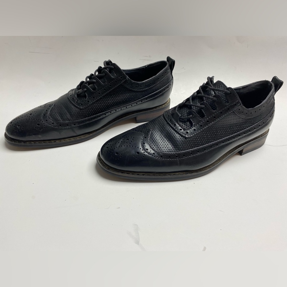 MENS BRUNO HOMME MODA ITALY BLACK "PRINCE" BROGUE WINGTIP OXFORD SHOES SZ 8